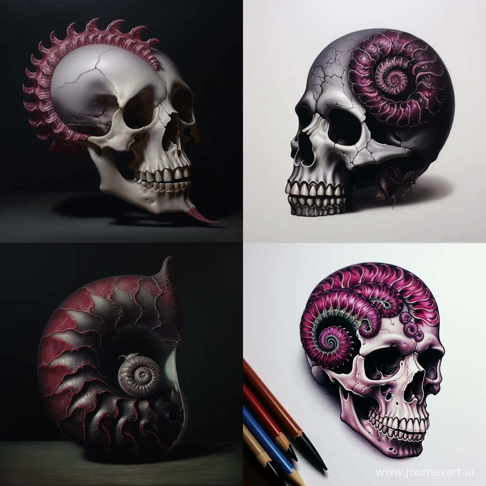 Gothic-Fantasy-Realistic-BlackBurgundy-Snail-with-SkullShaped-Shell