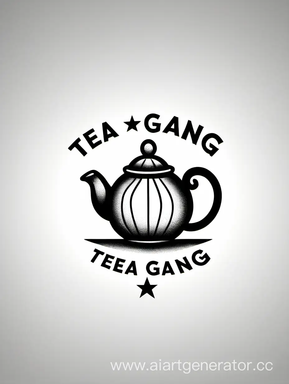 Минималистичный винтажный логотип для магазина чая под названием "чайная банда" в чёрно-белой гамме. Основные элементы логотипа это панк-рок стиль, гайвань для чая