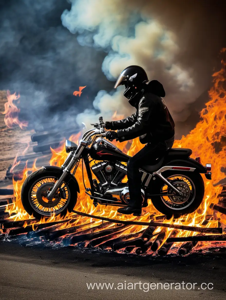 Motorcycles riding on the fire