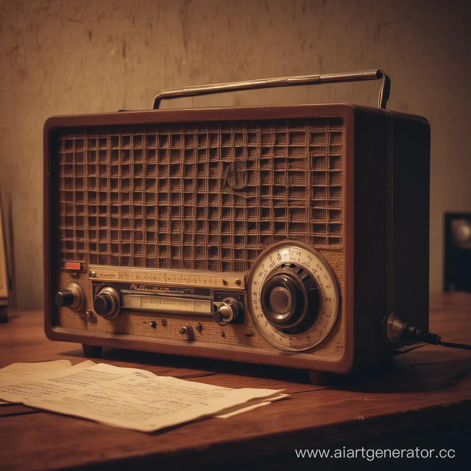 Атмосферное винтажное радио с легкими нотками грусти, вечер, почти ночь. Радио на первом плане, оно старое