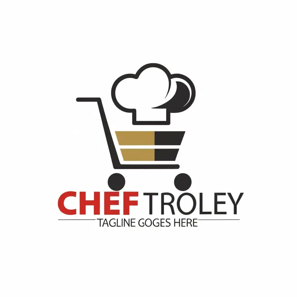 logo, a trolley and knife, with the text "chef trolley", typography, be used in Restaurant industry