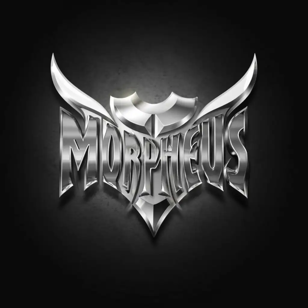logo, Cool devil letters, silver color. MORPHEUS 3D, with the text "MP
MORPHEUS", typography
