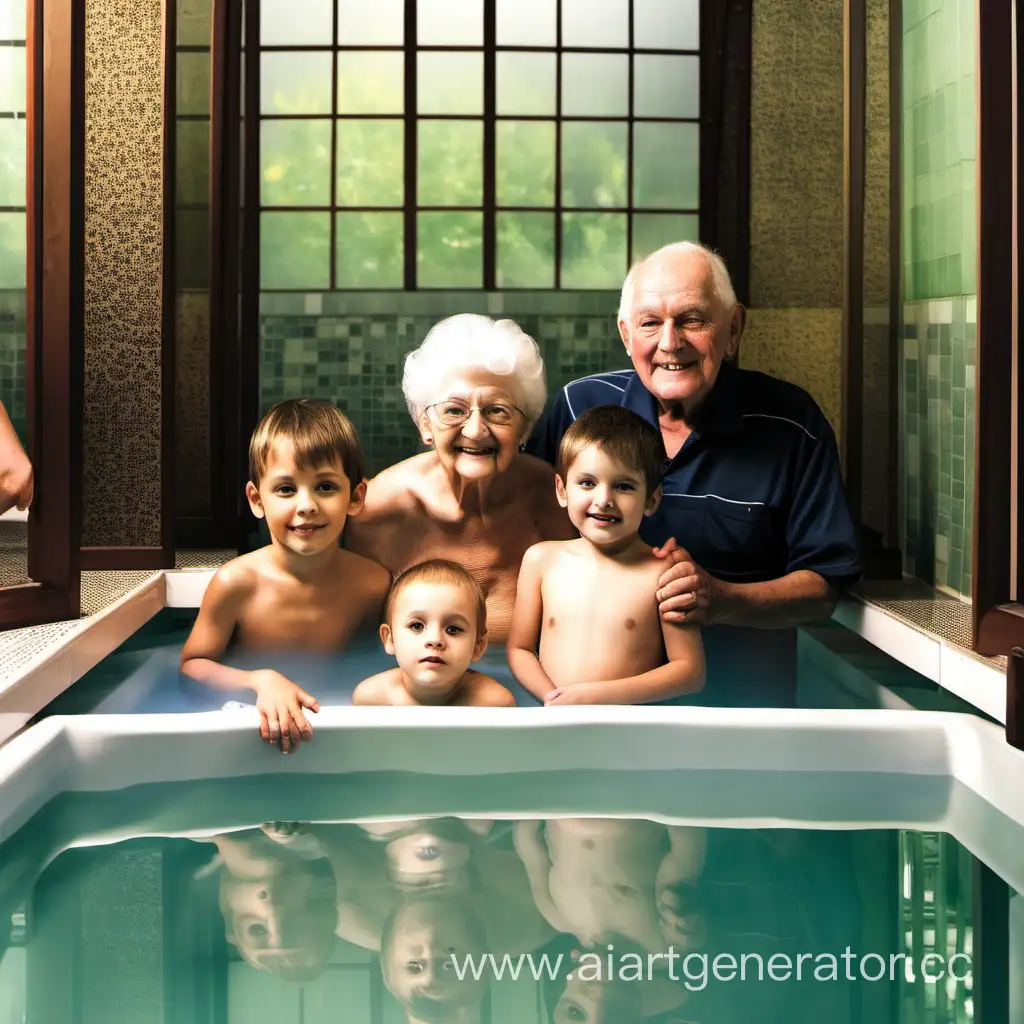 бабушка и дедушка с внуками в бане
