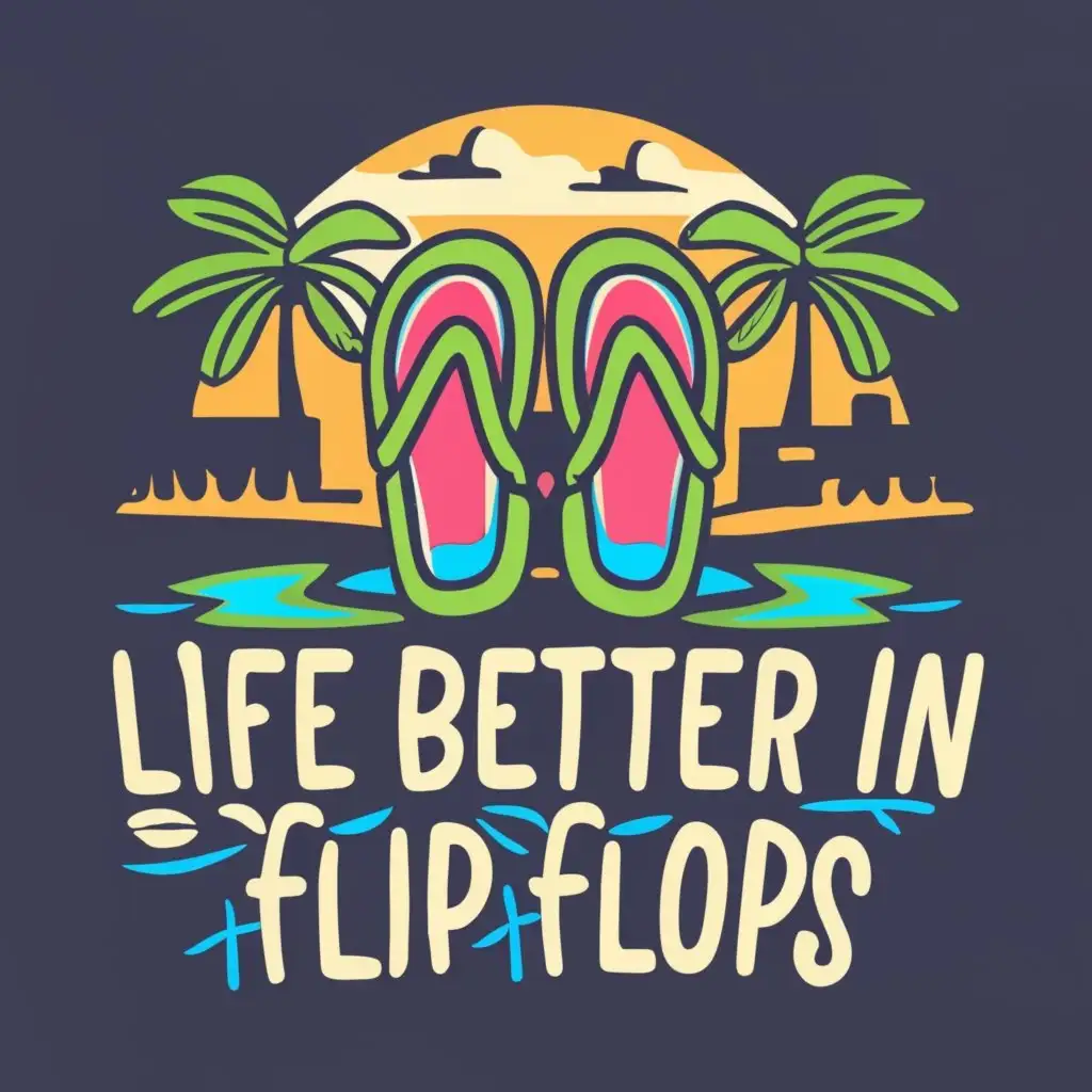 logo, holidays, with the text "Life is better in flip flops", typography, be used in Construction industry