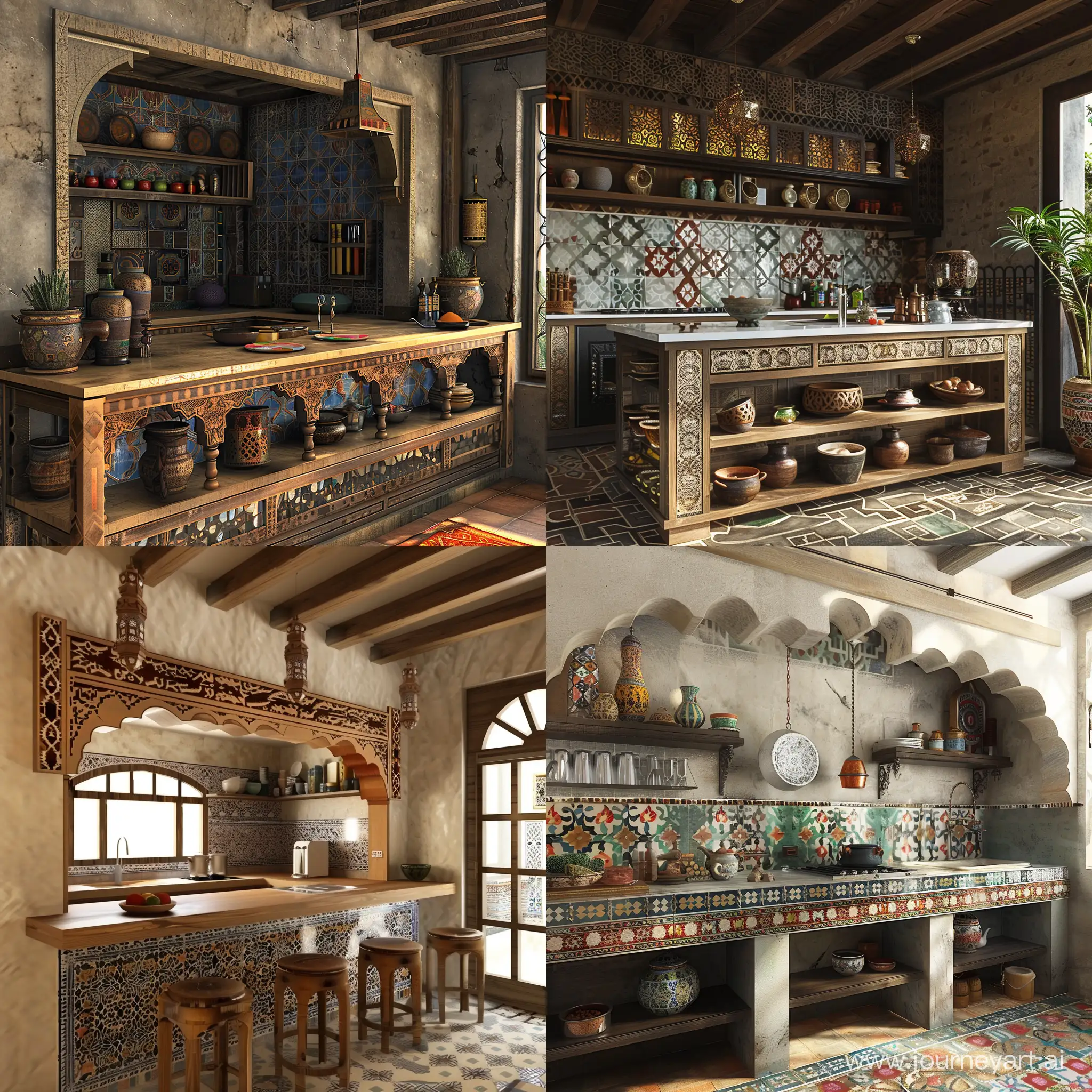 Counter design for a traditional Yemeni kitchen,with the Yemeni character