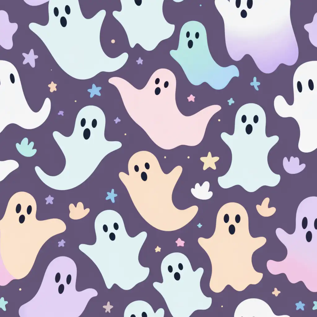 Whimsical Seamless Pastel Ghost Pattern for Playful Designs