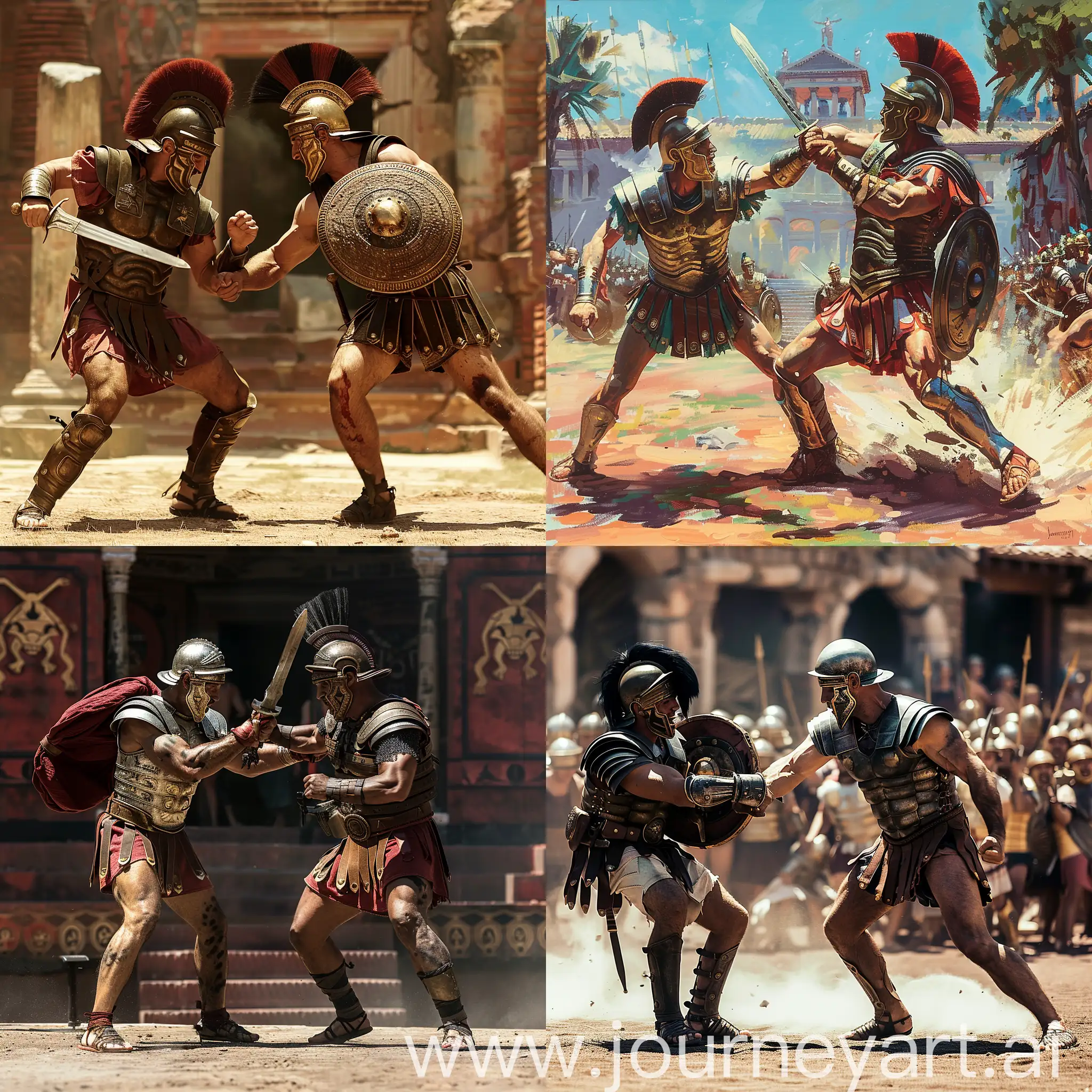 Roman soldier fight with gladiator
