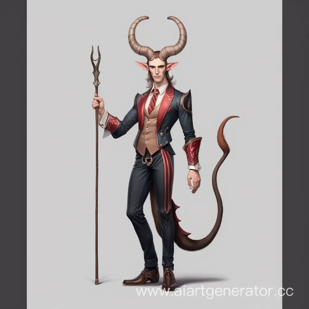 Elegant-Horned-Character-in-Classic-Costume-Mysterious-Slim-Figure-with-Horns-and-Tail