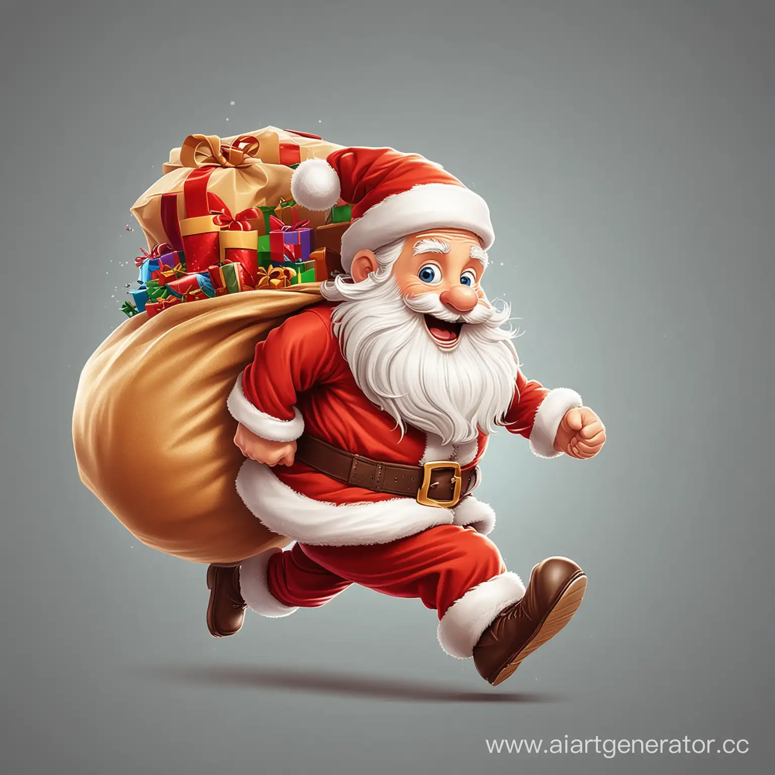 Joyful-Cartoon-Santa-Claus-Delivering-Gifts-in-a-Vibrant-Winter-Wonderland