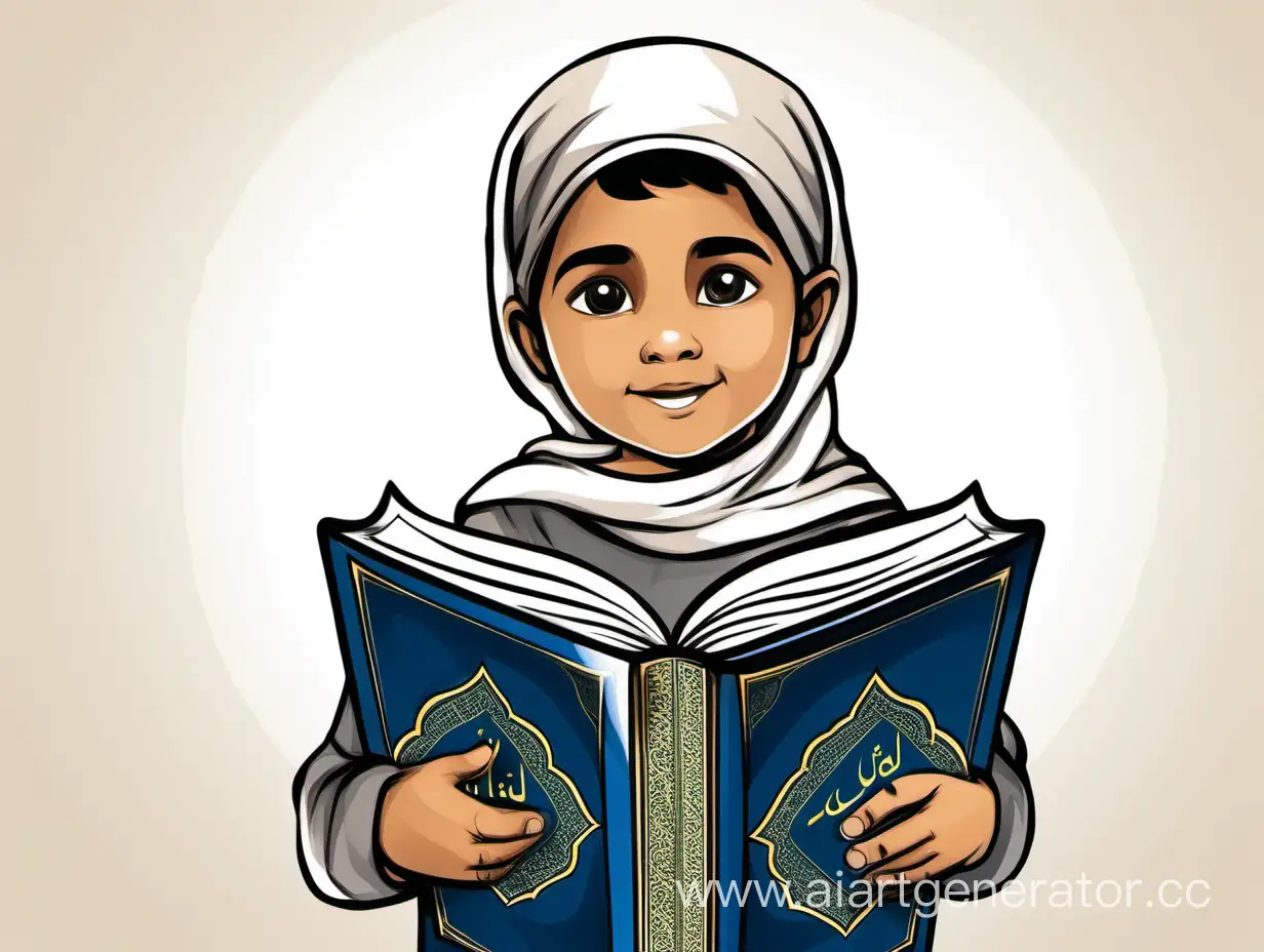 Нарисуйте ребенка, держащего Коран.