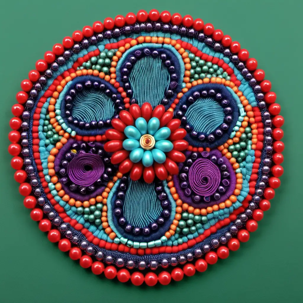 create a design to create with fabric and beads in many colors.