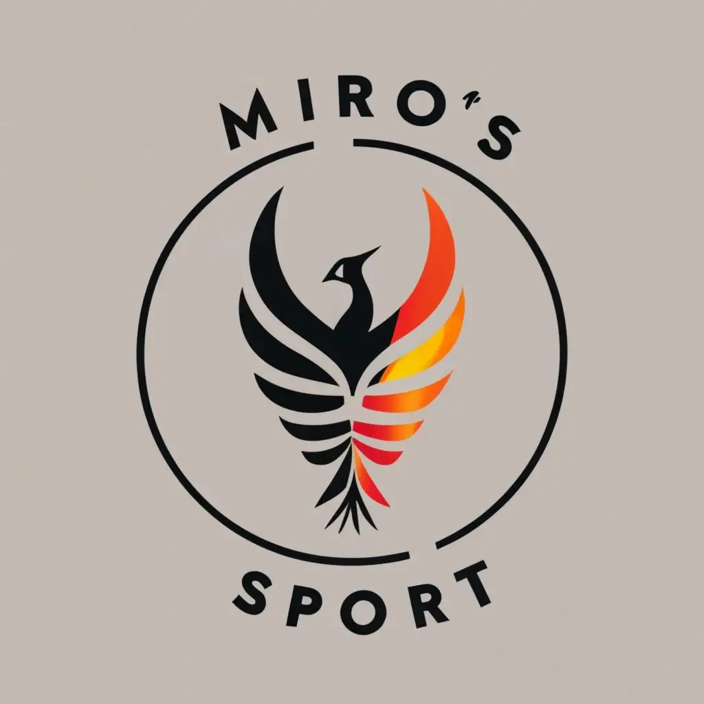 logo, A phoenix with gradient flames, wrapped in a circle of black belt with seven degrees., with the text "MIRO'S SPORT", typography, be used in Education industry