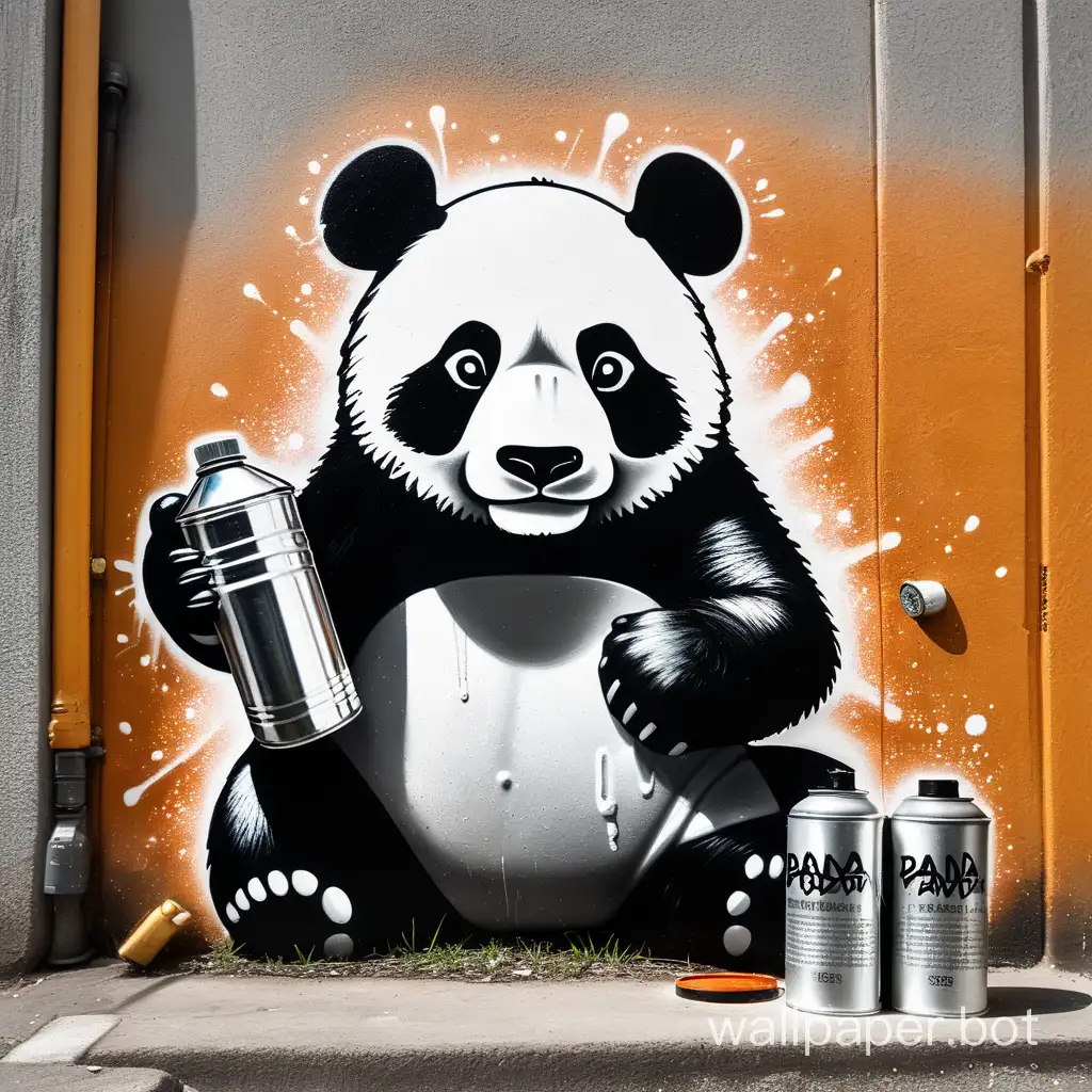 graffiti panda with spray paint can