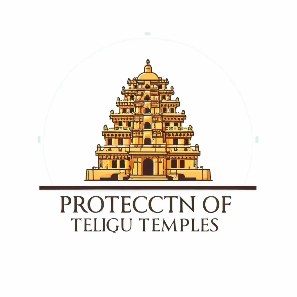 logo, Hindu temple, with the text "Protection of Telugu Temples", typography, be used in Religious industry