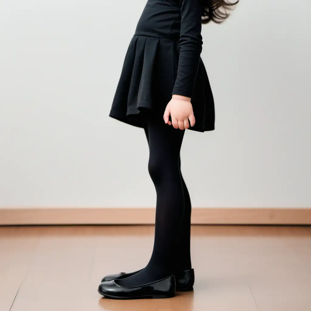 Adorable 7YearOld Girl in Chic Black Flats and Tights