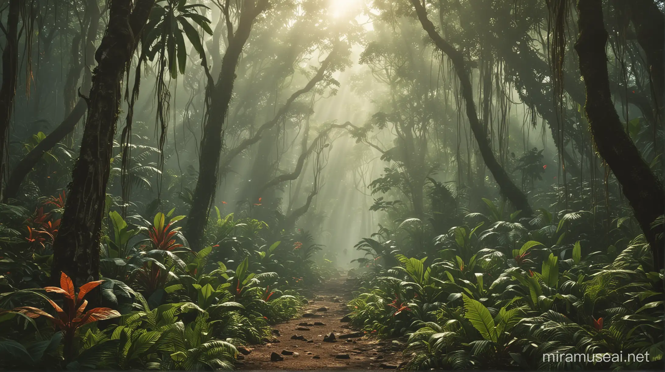 Vibrant Jungle Scene Teeming with Life