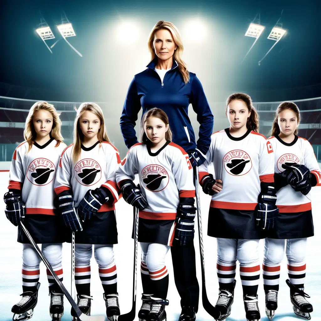 Inspiring Female Hockey Coach with Tween Team Sports Movie Poster