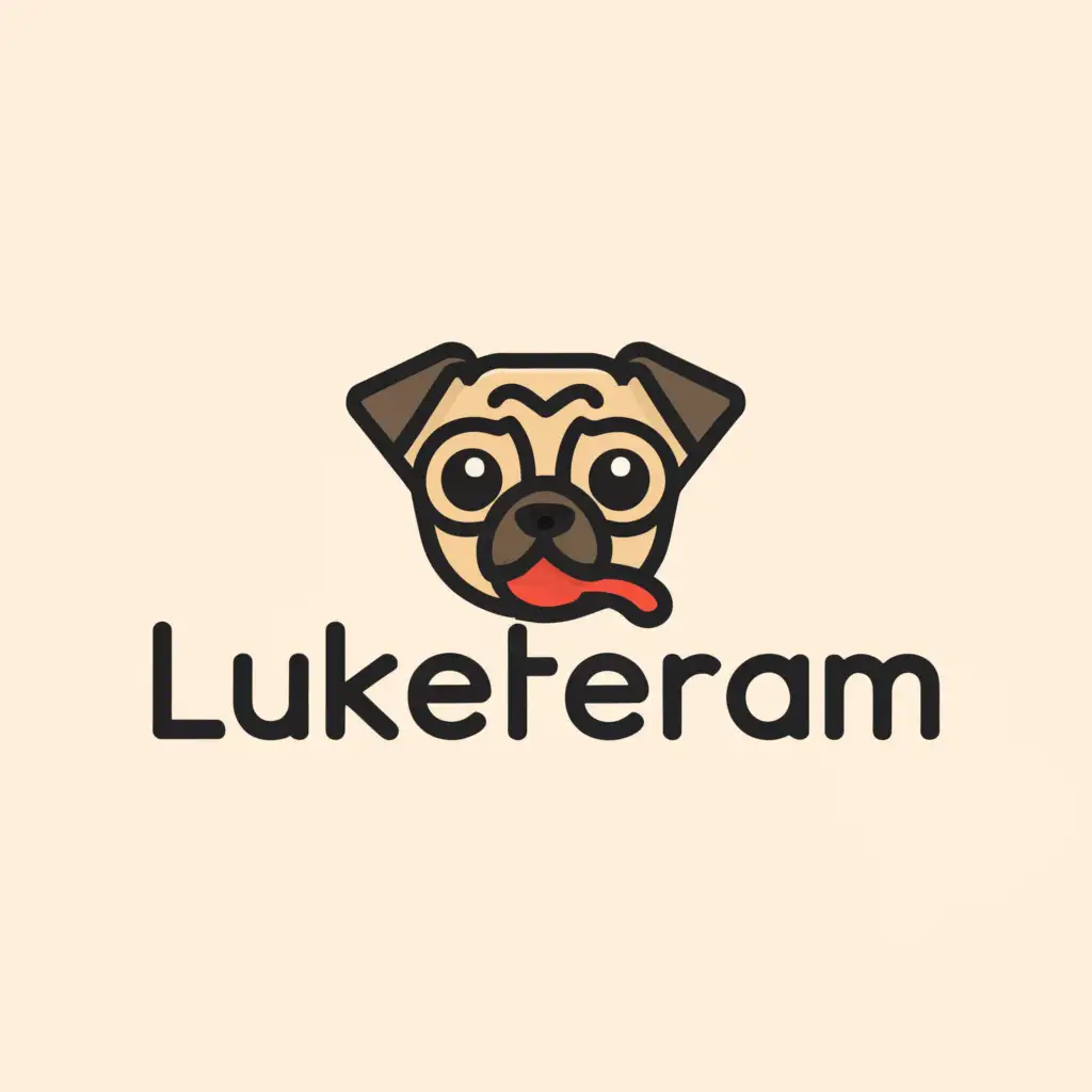 a logo design,with the text "Luketheram", main symbol:A pug,Moderate,clear background