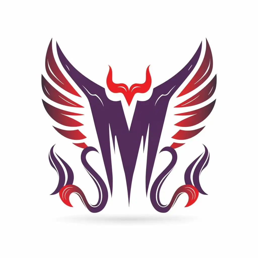 logo, devil wings, with the text "MP", typography, be used in Entertainment industry