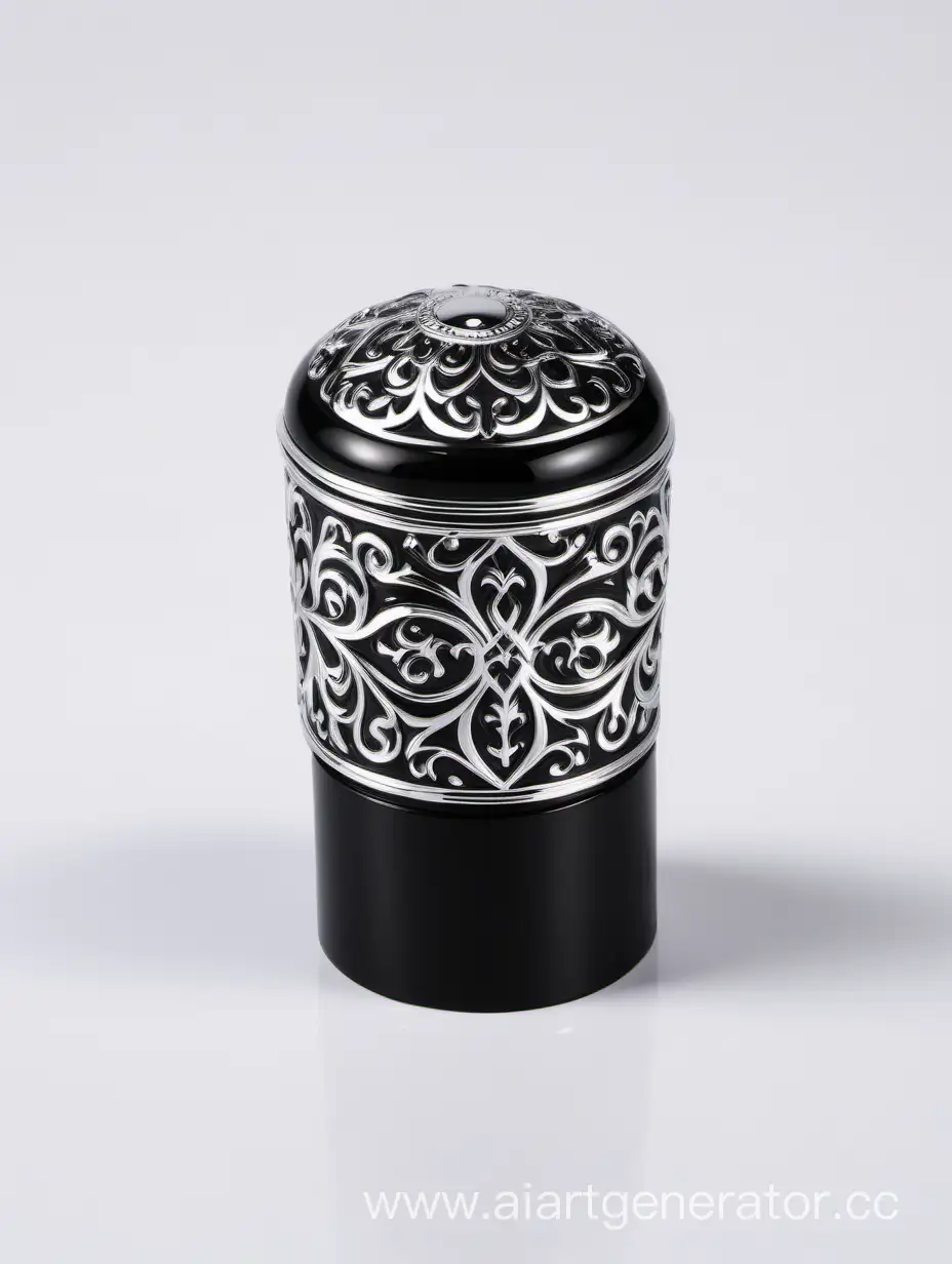 Zamac-Perfume-Decorative-Ornamental-Long-Cap-with-Metallizing-Finish-in-Black-and-White