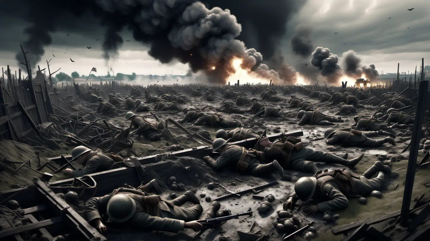 Hyperrealistic 8K First World War Battlefield Scene with Unreal Engine v5 Rendering