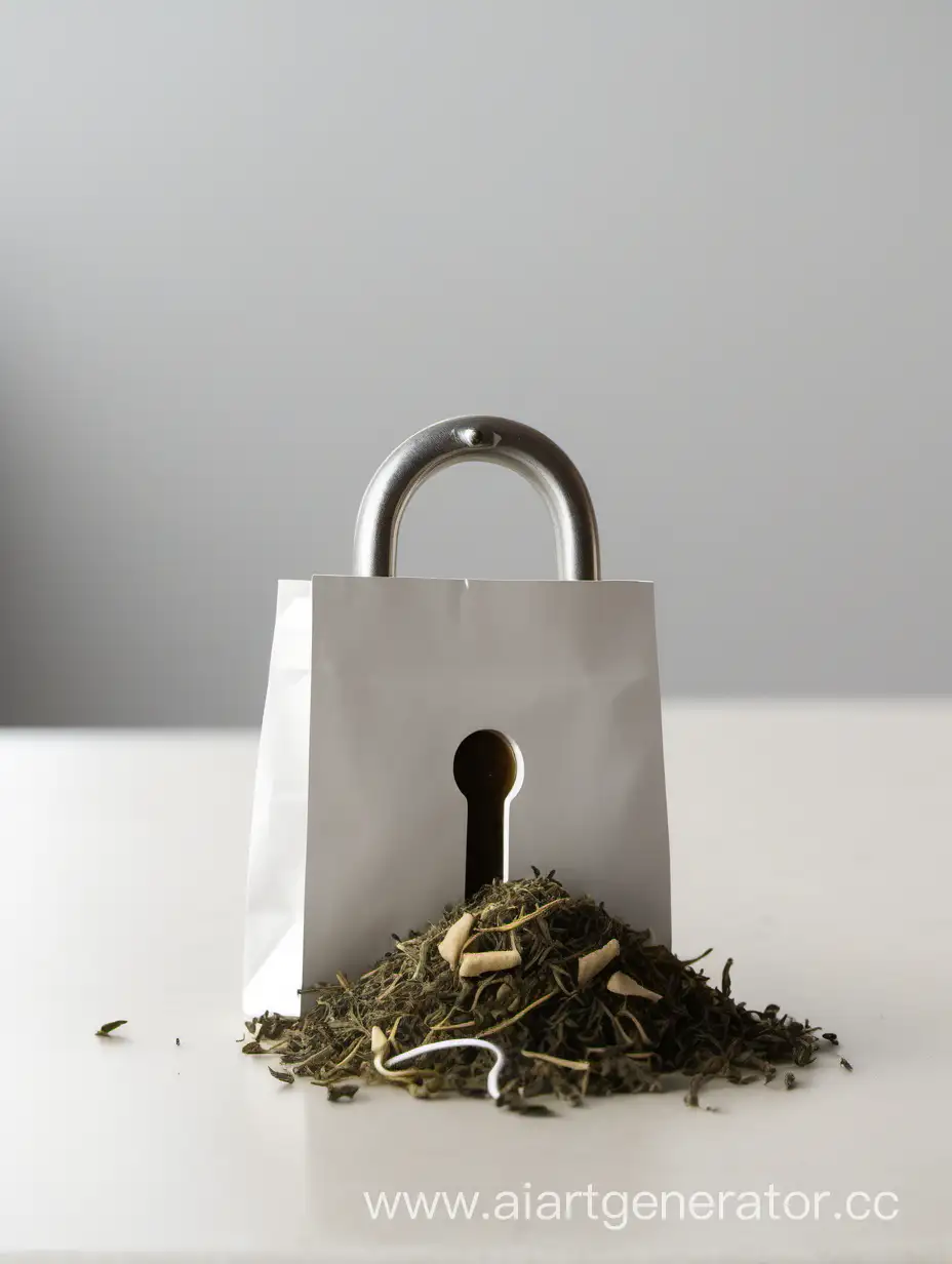 Herbal-Security-Tea-Bag-Shaped-Like-a-Lock-on-Table