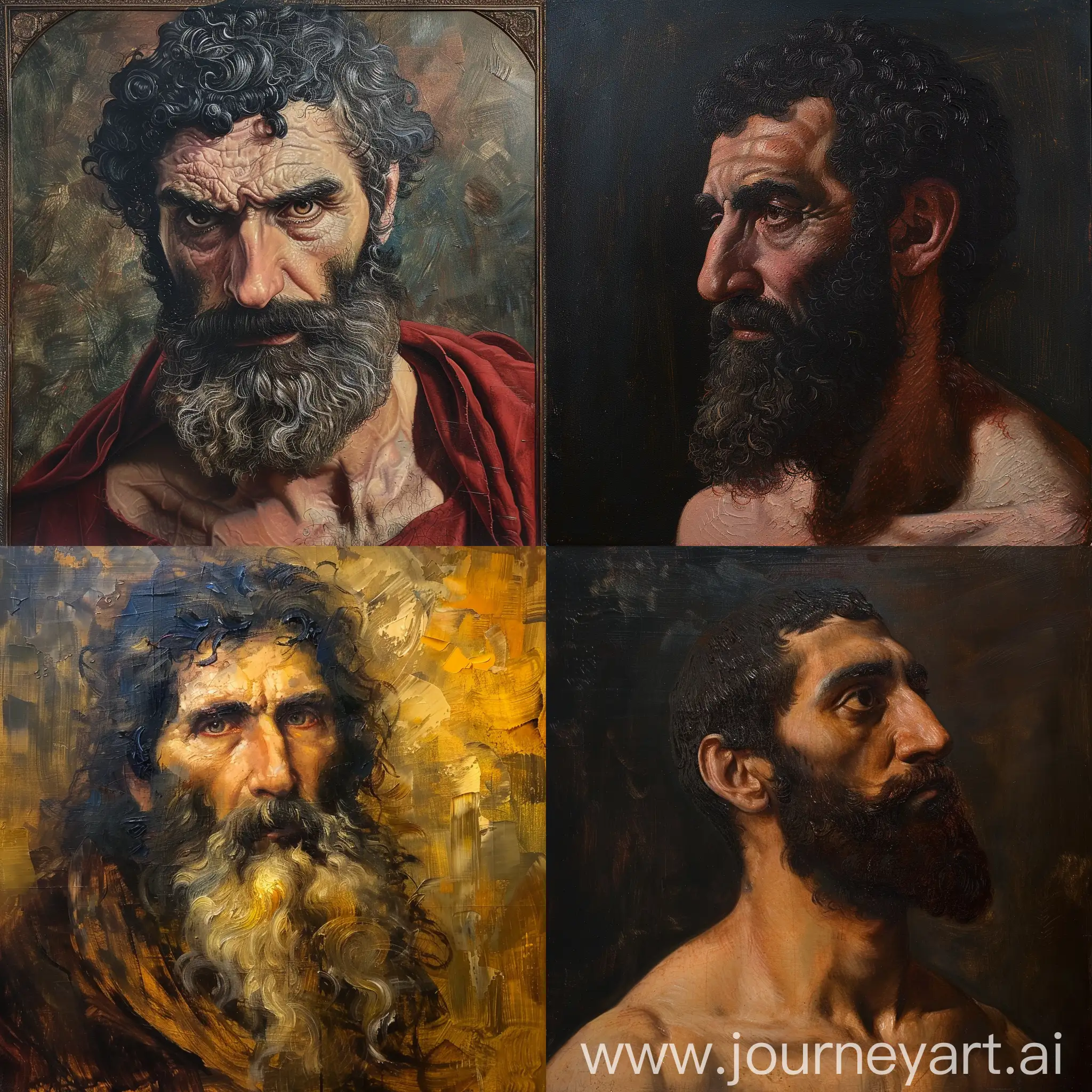 Ancient Anatolian Lydian man. Renaissance style, Leonardo Davinci style, oil painting.