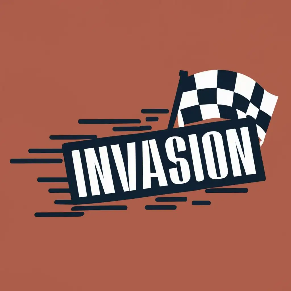 logo, Racing flag, with the text "Invasion", typography