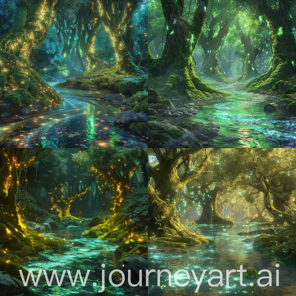 Enchanted-Forest-with-Glowing-Trees-and-Iridescent-Stream