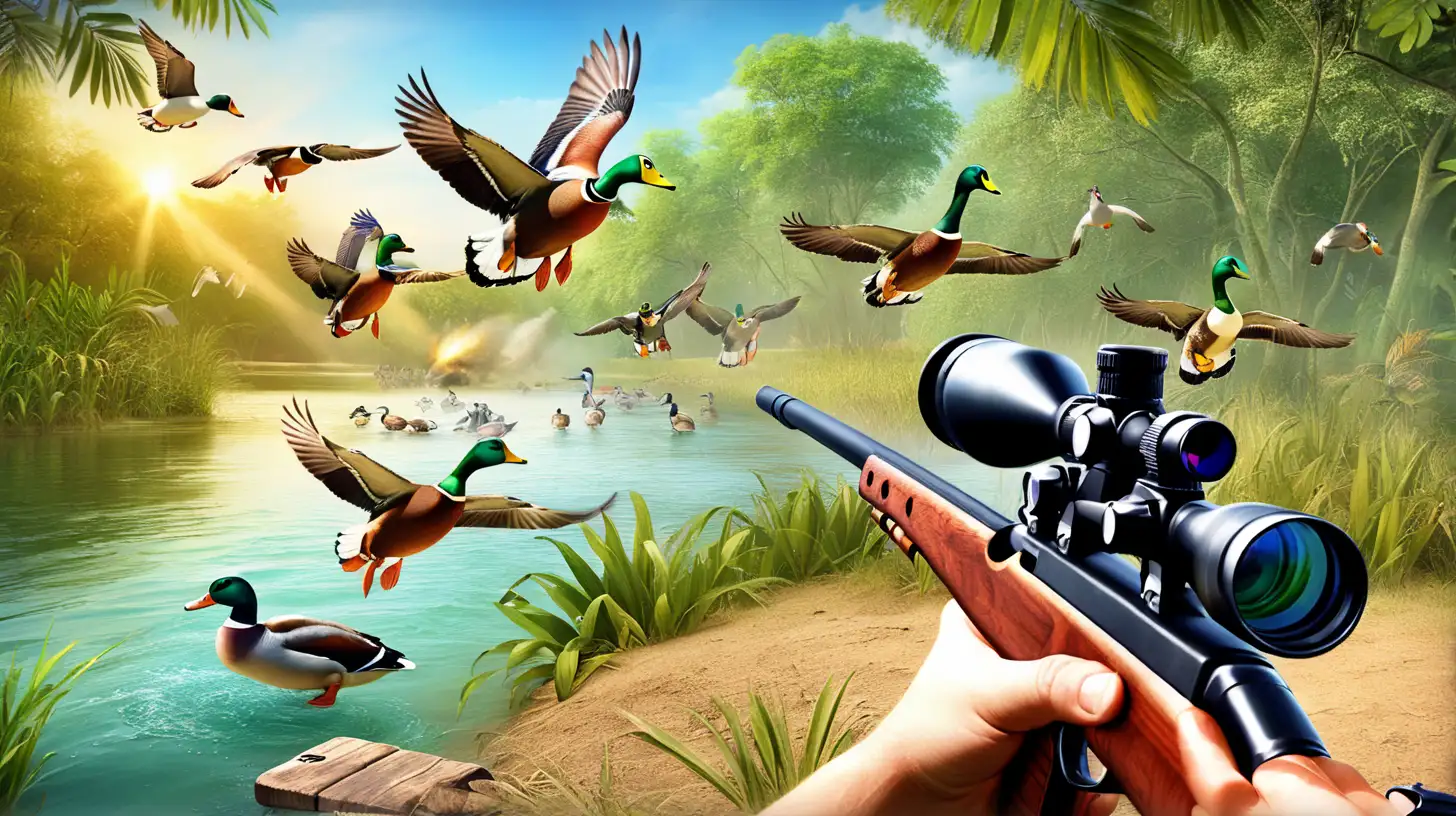 Welcome to duck hunting game 2021. This bird shooting game is only for those, who love duck shooting games in the zoo. In duck hunting simulator 3d, you will find extensive features of birds shooting games offline. Get the exciting experience of duck shooting training games in this bird hunter game. Enjoy the realistic controls of assault rifles and sniper guns and enhance your hunting skills. Be focused, take the aim and become a real gun shooter of free birds shooting games. Shooting on the bank of river which is surrounded by the jungle environment creates an attractive scene for real bird hunters.




