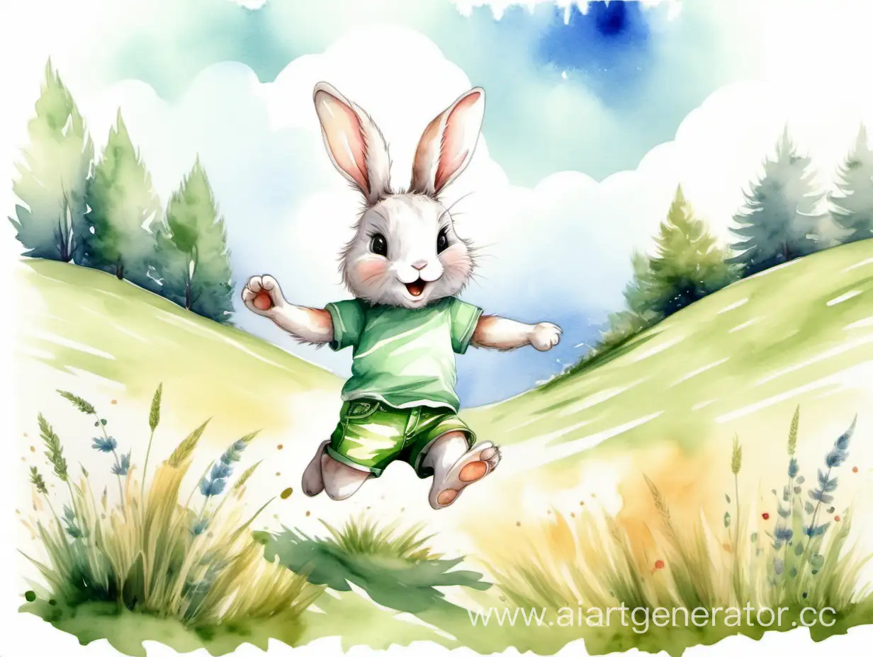 Adorable-Bunny-in-Green-Shorts-Frolicking-on-a-Sunny-Meadow