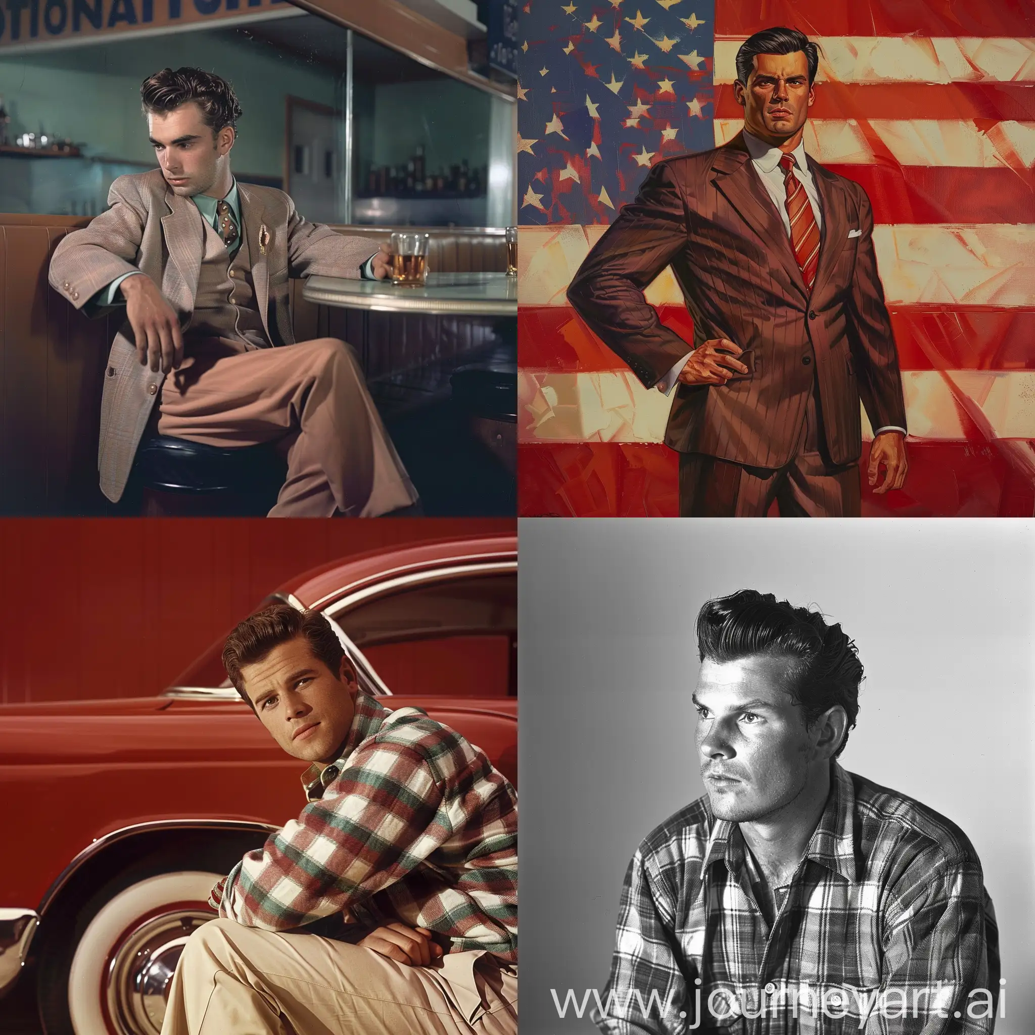 1950s-American-Man-in-Vintage-Car