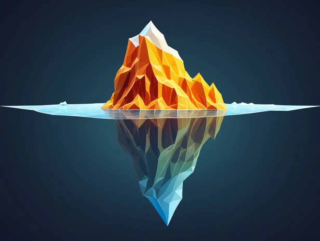 simple, yellow and orange iceberg, vector, simple, low poly, big iceberg, low vertices, illustration