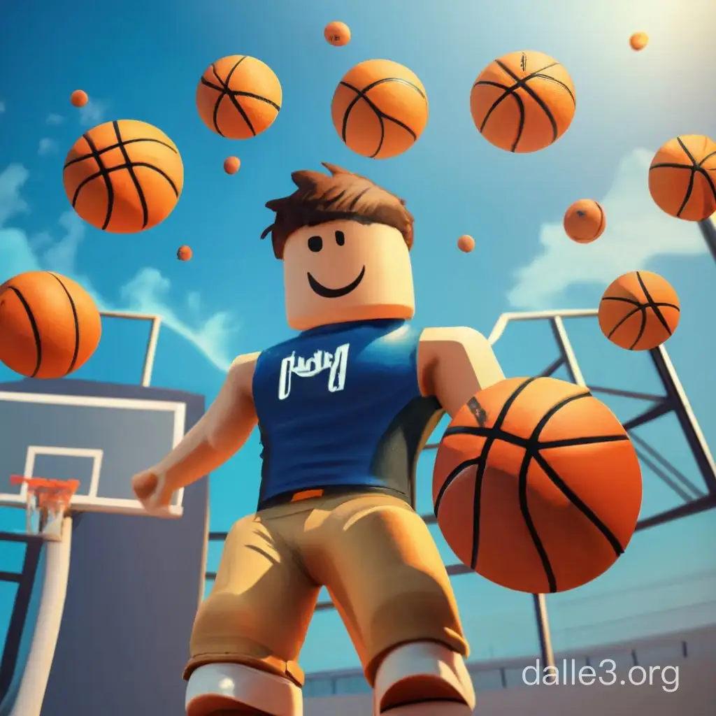 Roblox Avatar Slam Dunk with Basketball Hoop in Dynamic Action | Dalle3 AI