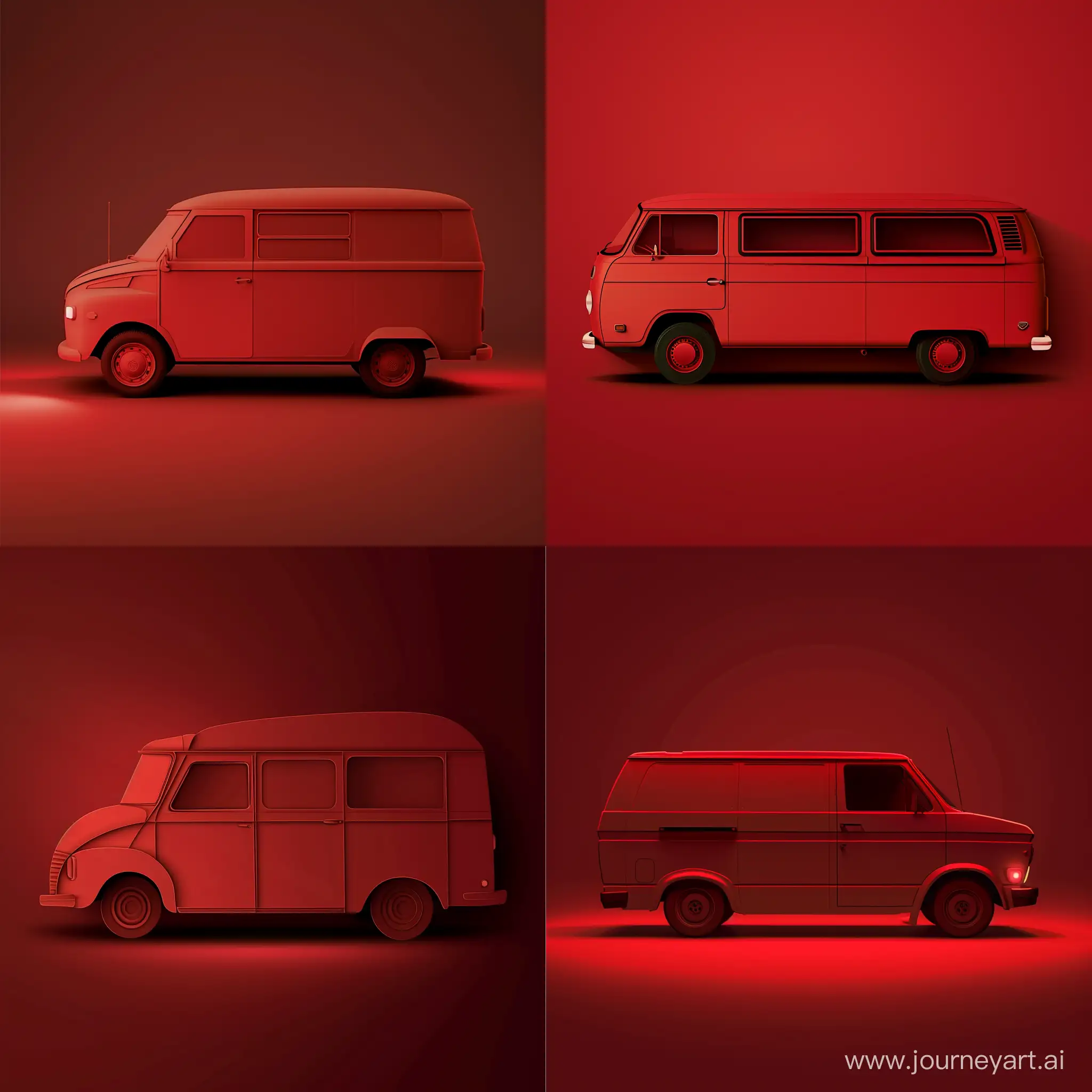 cut paper art of a red van, cinematic lighting, in vector style, high quality details, 