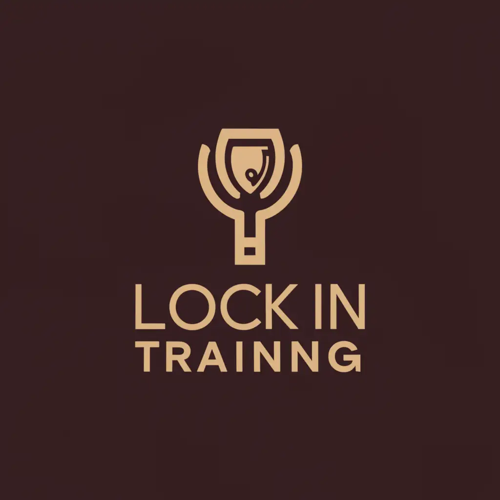 a logo design,with the text "Lock in Training", main symbol:Key, wine glass,Moderate,clear background