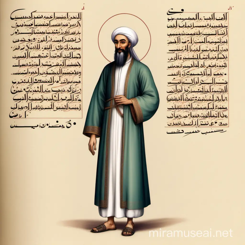 Ibn Sina Full Body Portrait in Traditional Attire