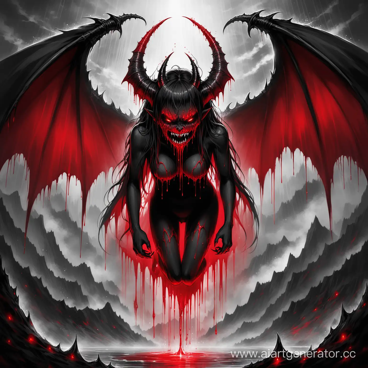 Чёрно-красный плачущий демон