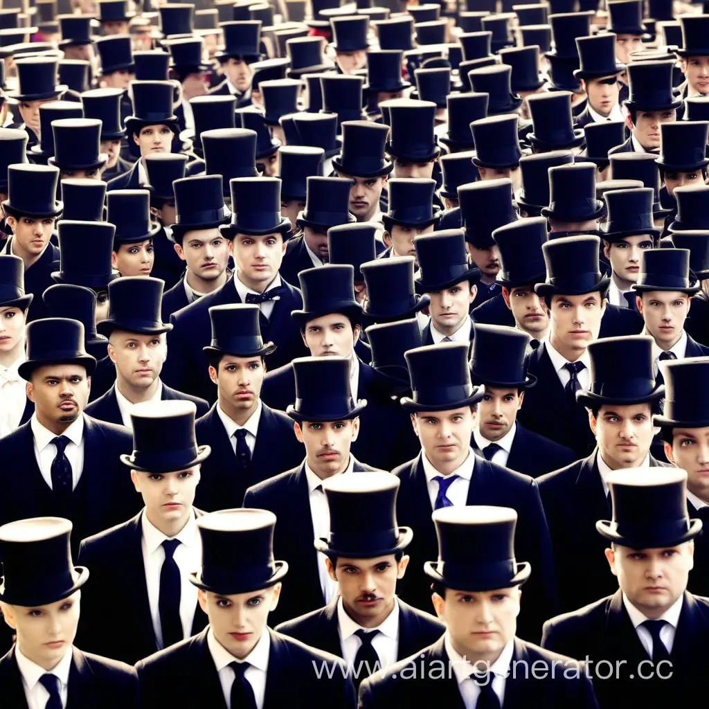 An army of people in top hats