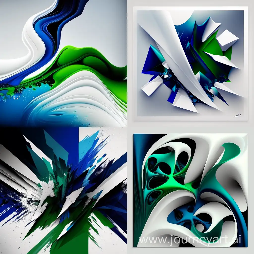 Abstract-White-and-BlueGreen-Composition