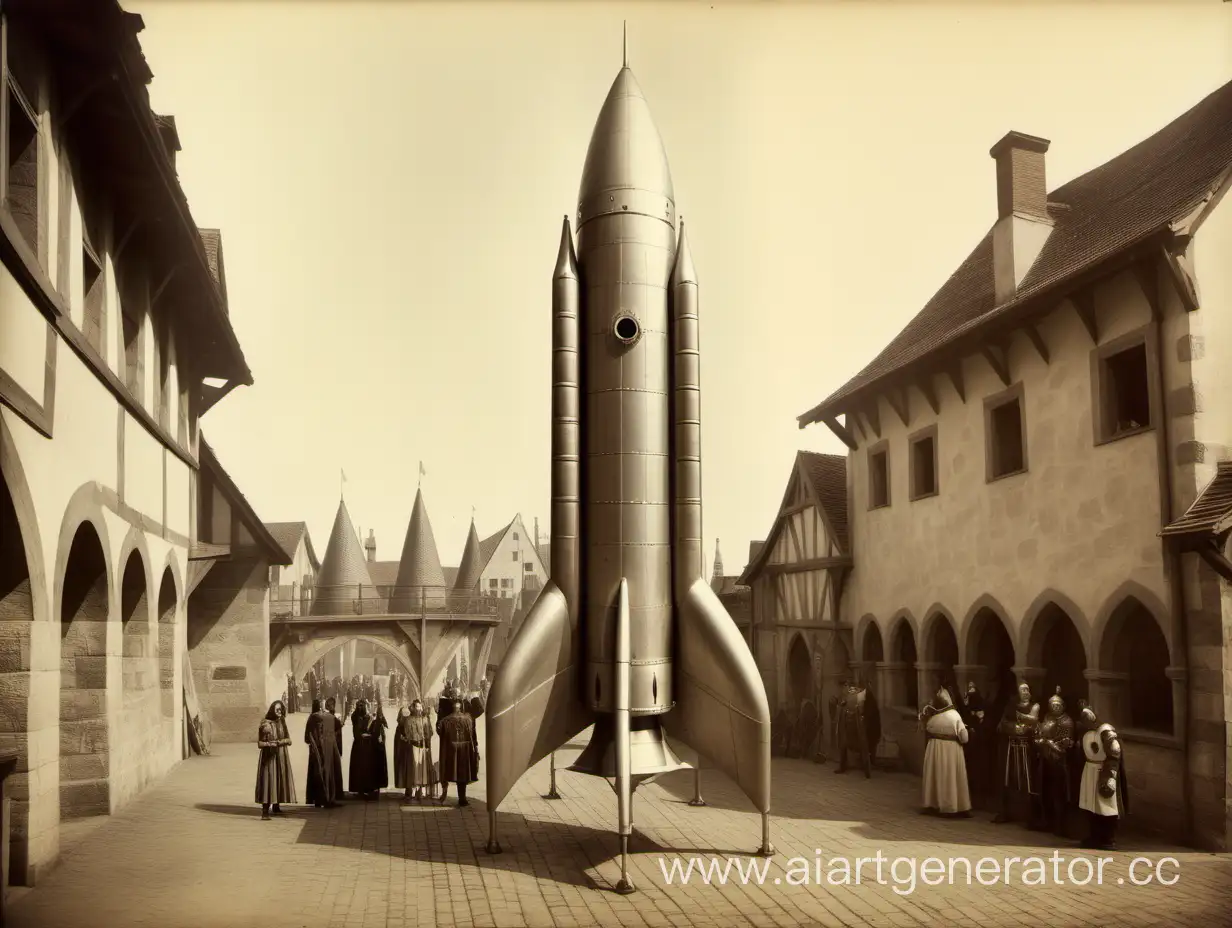 космическая ракета во времена средневековья, историческое архивное фото