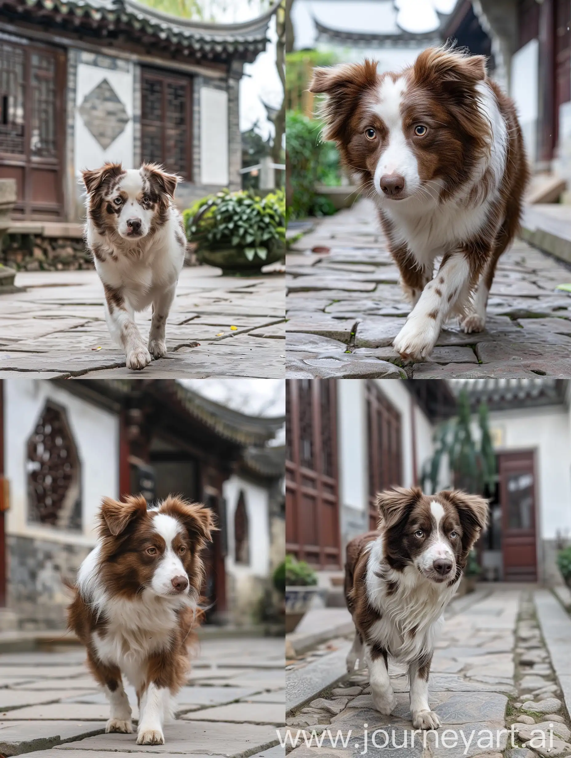 Mini-Australian-Shepherd-Strolling-in-Humble-Administrators-Garden-Suzhou