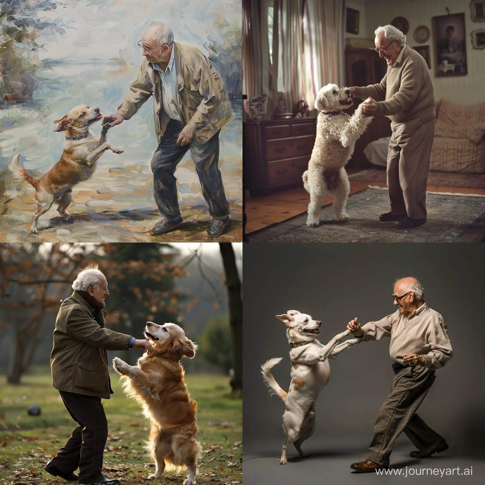Joyful-Grandfather-and-Dog-Dancing-Moment