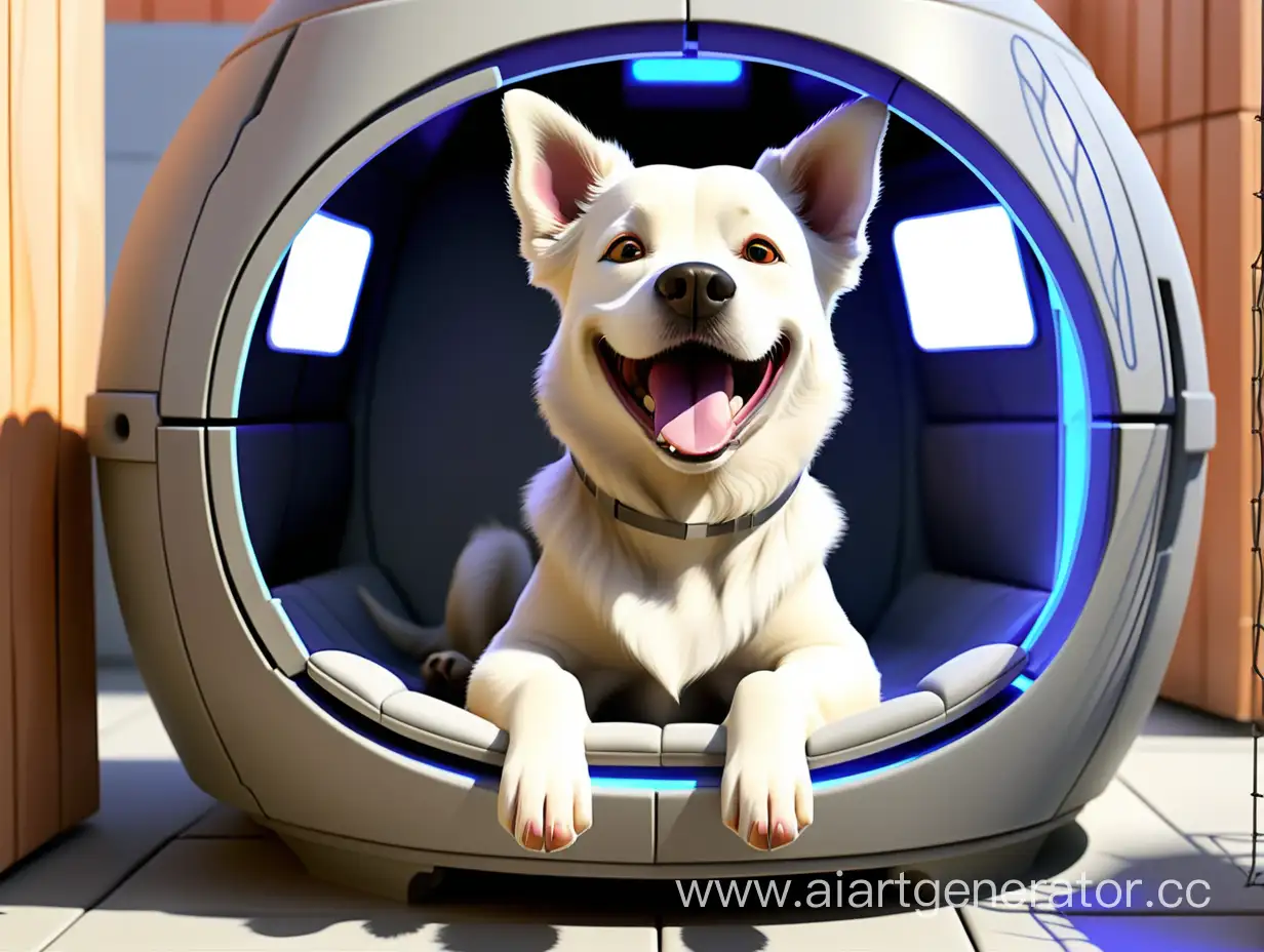 Joyful-Canine-Enjoying-Futuristic-Kennel-Comfort