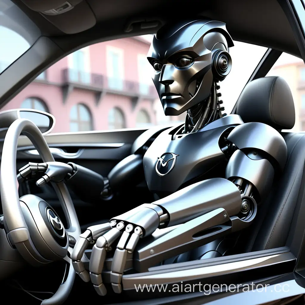 CAR OF IMMORTAL MEN mazda black in 2050 year
Driver on window look at you avatat realism not robot in russia


