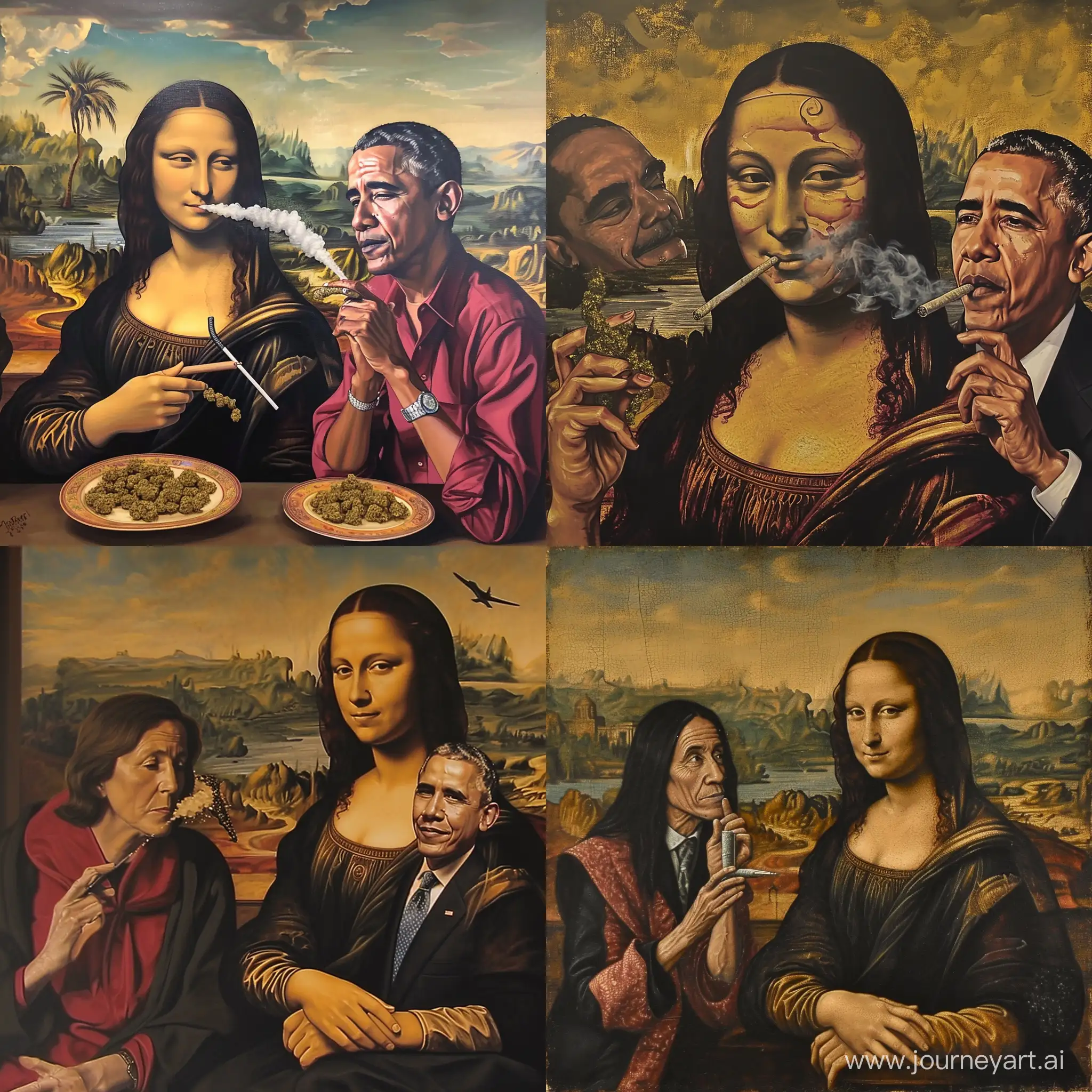 Mona-Lisa-and-Obama-Enjoying-a-Cannabis-Moment