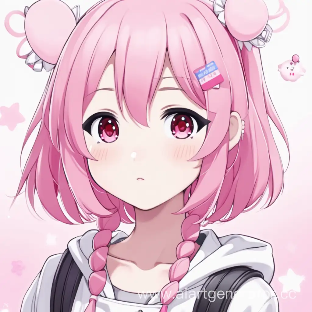 Милая аниме девушка с розовыми волосами