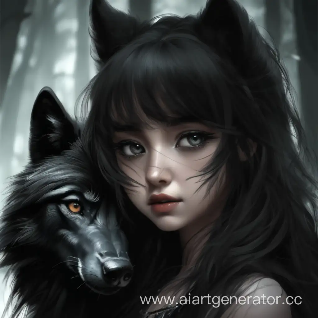 Enchanting-Portrait-of-a-Mysterious-Girl-with-a-Black-Wolf