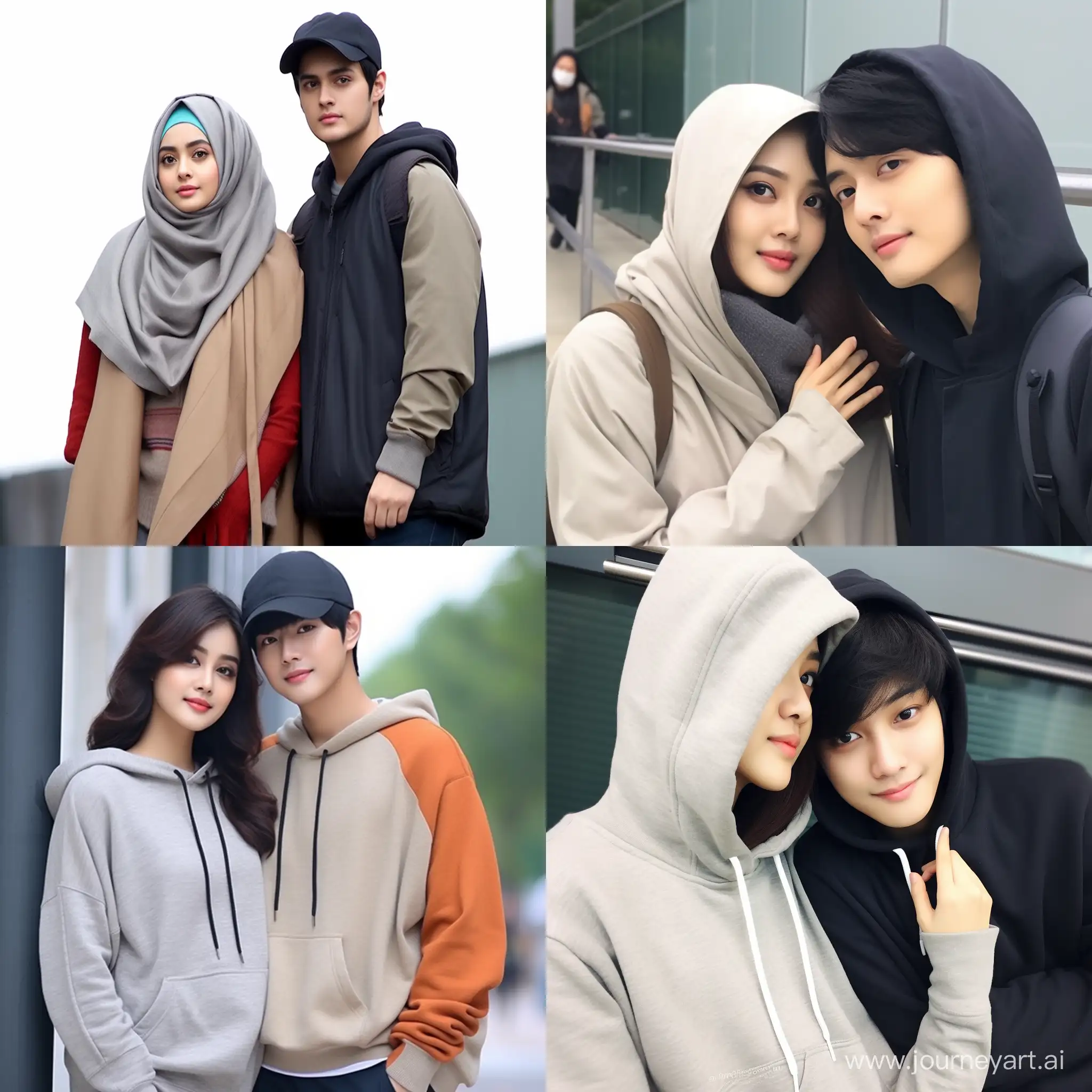 DO member of exo besides an Indonesian hijabi girl, look like loving couples