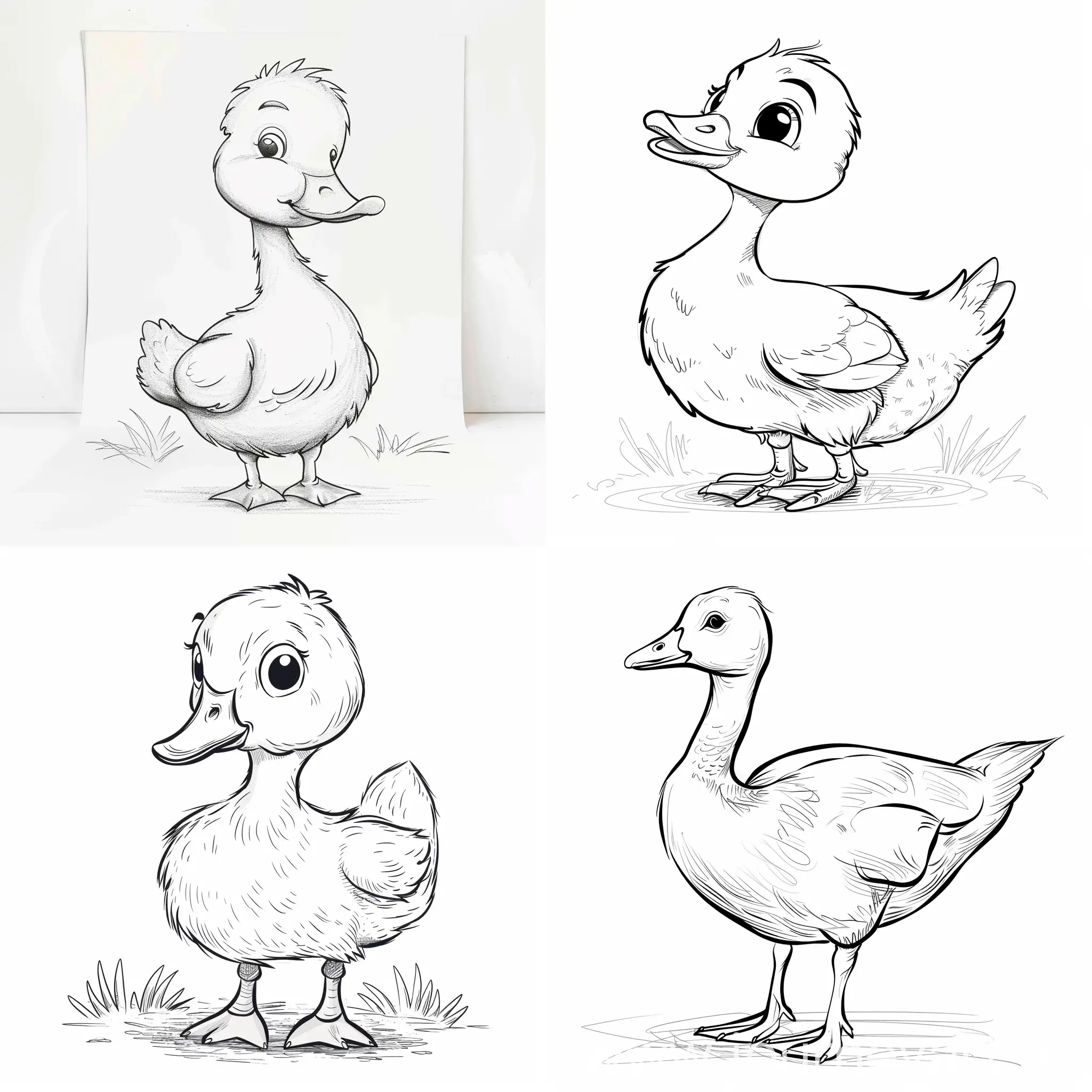 Adorable-Goose-Drawing-for-Kids-Coloring-Book